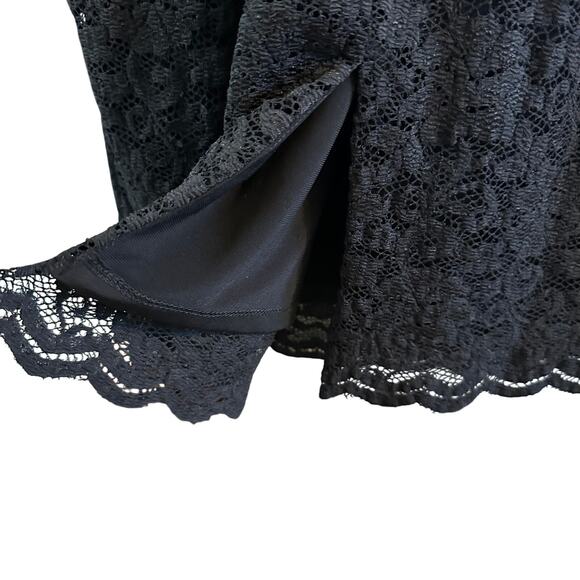 Lauren Ralph Lauren Lace Sheath Midi Little Black Dress Cocktail Party Large - Picture 6 of 10